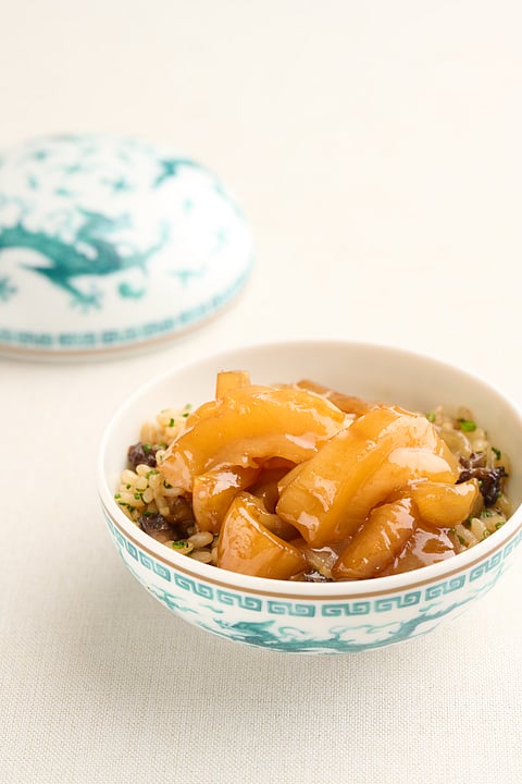 Fish maw rice with abalone sauce